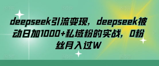 deepseek引流变现，deepseek被动日加1000+私域粉的实战，0粉丝月入过W-哦耶社群