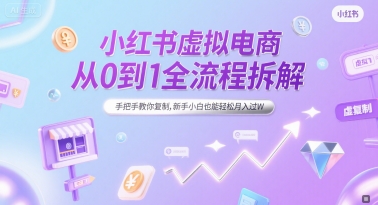 小红书虚拟电商从0到1全流程拆解，手把手教你复制，新手小白也能轻松月入过W-哦耶社群