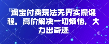 淘宝付费玩法无界实操课程，高价解决一切烦恼，大力出奇迹-哦耶社群
