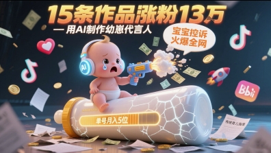 用AI制作幼崽代言人，宝宝的控诉火爆全网，15条作品涨粉13W，单号月入5位数实操教程-哦耶社群