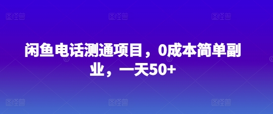 闲鱼电话测通项目，0成本简单副业，一天50+-哦耶社群