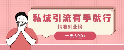 私域引流有手就行，日引500+精准创业粉-哦耶社群