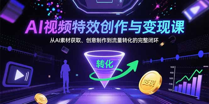 （15587期）AI视频特效创作与变现课：从AI素材获取、创意制作到流量转化的完整闭环-哦耶社群