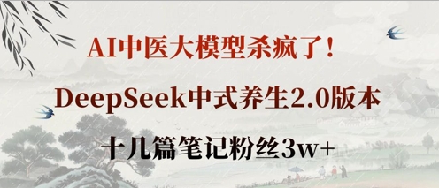 AI中医大模型杀疯了！DeepSeek中式养生2.0版本，十几篇笔记粉丝3w+-哦耶社群