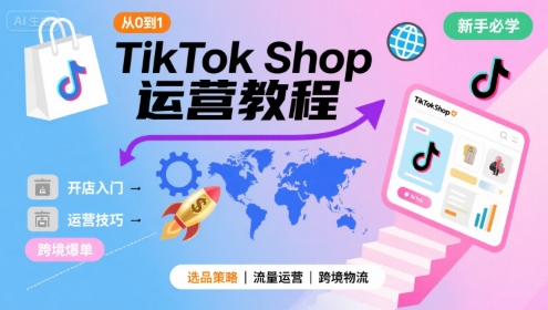 TikTok Shop从0到1运营教程，TikTok跨境电商新手必学课程-哦耶社群