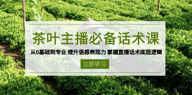 （13961期）茶叶 主播必备话术课 从0基础到专业 提升语感表现力 掌握直播话术底层逻辑-哦耶社群
