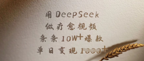 用DeepSeek做疗愈视频，条条10W+爆款，单日变现多张-哦耶社群