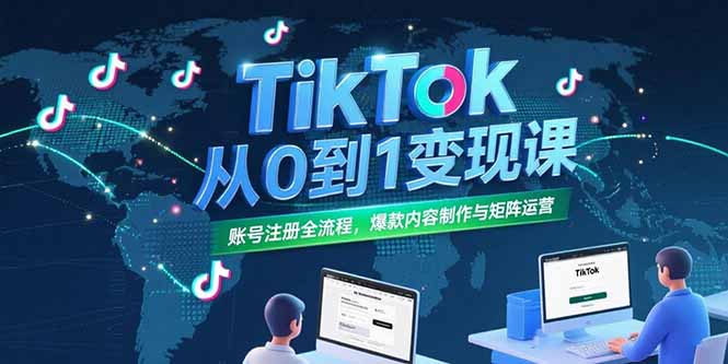 (15346期)TikTok从0到1变现课,账号注册全流程,爆款内容制作与矩阵运营-哦耶社群