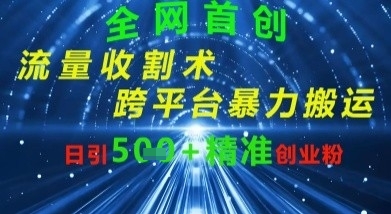 全网流量收割术：跨平台暴力搬运，日引500+精准创业粉-哦耶社群