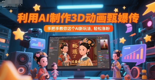 利用AI制作3D动画甄嬛传，流量爆了，手把手教你这个AI新玩法，轻松涨粉-哦耶社群