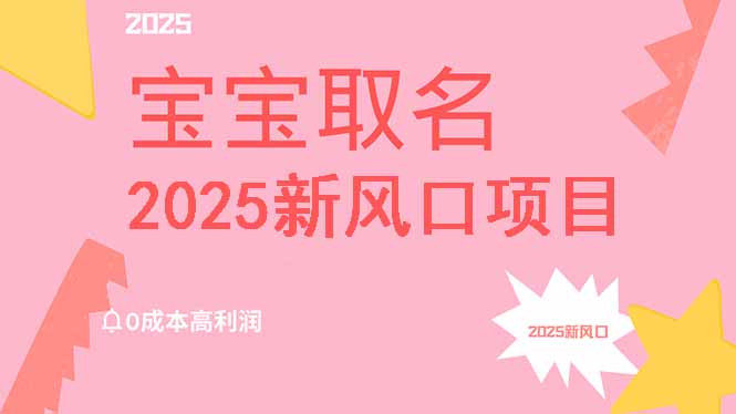 （14593期）2025新风口项目宝宝取名，0成本高利润，附保姆级教程，月入过万不是梦-哦耶社群