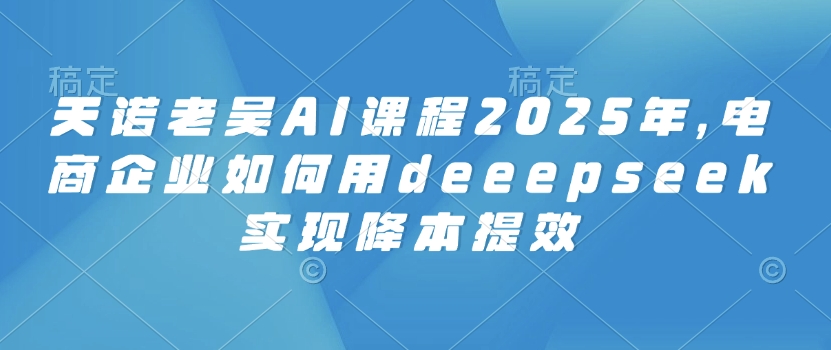 天诺老吴AI课程2025年，电商企业如何用deeepseek实现降本提效-哦耶社群