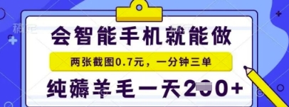 简单截图就能有收益，最适合小白做的副业，日入2张+轻轻松松-哦耶社群