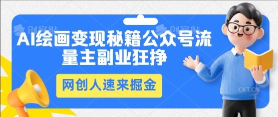 AI绘画变现秘籍：公众号流量主副业狂挣，网创人速来掘金-哦耶社群