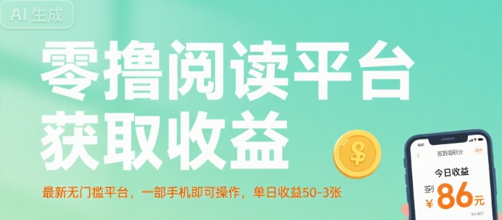 零撸阅读平台获取收益，最新无门槛平台，一部手机即可操作，单日收益50-3张【揭秘】-哦耶社群