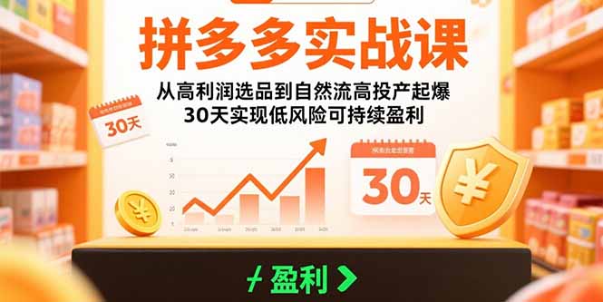 （15586期）拼多多实战课：从高利润选品到自然流高投产起爆 30天实现低风险可持续盈利-哦耶社群