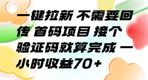 一键拉新 不需要回传 首码项目 接个验证码就算完成 一小时收益70+【揭秘】-哦耶社群
