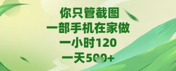 你只管截图，一部手机在家做，苹果安卓都可以，一天5张+【揭秘】-哦耶社群