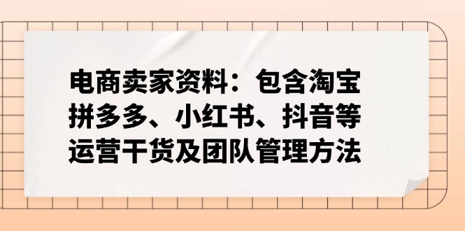 （14354期）电商卖家资料：包含淘宝、拼多多、小红书、抖音等运营干货及团队管理方法-哦耶社群