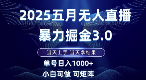 2025五月无人直播暴力掘金3.0，当天上手，当天拿结果，单号日入1k+小白可做可矩阵【揭秘】-哦耶社群
