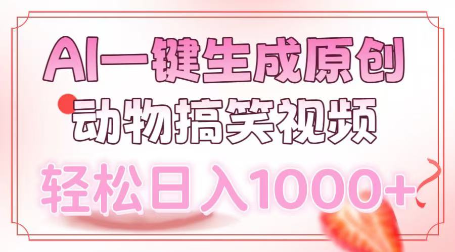 （13884期）AI一键生成原创动物搞笑视频，轻松日入1000+-哦耶社群