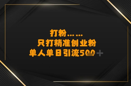 打粉只打精准创业粉，单人单日引流500+-哦耶社群