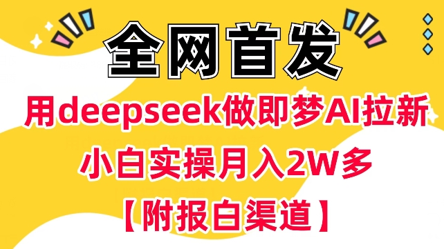 用deepseek做即梦Ai拉新 小白实操月入过W+【附报白渠道】-哦耶社群