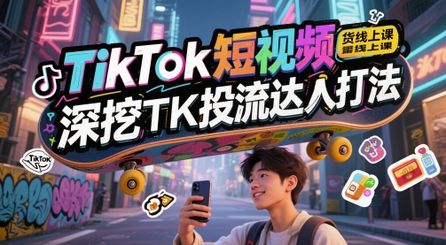 TikTok短视频带货线上课，深挖TK投流达人打法-哦耶社群