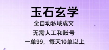 玉石玄学全自动私域成交，一单99每天十单以上，无需人工和矩阵账号，蓝海项目直接干【揭秘】-哦耶社群