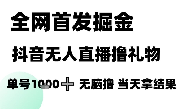 全网首发掘金抖音无人直播撸礼物，单号1k +无脑撸，当天拿结果【揭秘】-哦耶社群