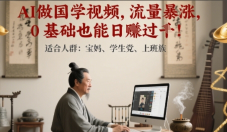 AI做国学视频，流量暴涨 ，0 基础也能日入多张-哦耶社群