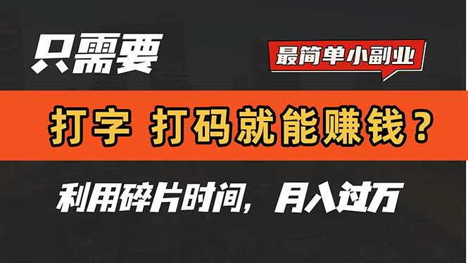 （14672期）只需要打字，打码，就能赚钱？简单的赚钱小副业，利用碎片时间，月入过万-哦耶社群