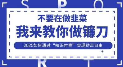 韭菜生涯终结者，我来教你做镰刀，2025如何通过“知识付费”实现财F自由【揭秘】-哦耶社群