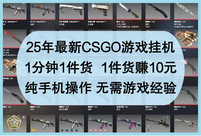 （14439期）25年最新CSGO游戏挂机，1分钟1件货，1件货赚10元 纯手机操作 无需游戏经验-哦耶社群