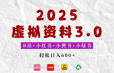 2025年B站+小红书+小黄书+小绿书组合新玩法，虚拟资料3.0打法，轻松日入多张-哦耶社群