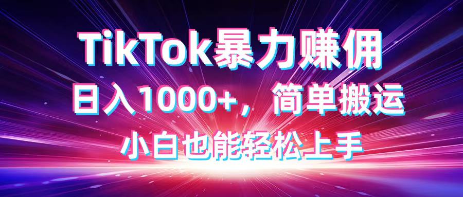 （14402期）TikTok搬运暴力赚佣，日入1000+，简单搬运，小白也能轻松上手-哦耶社群
