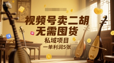 视频号卖二胡，无需囤货，私域项目，一单利润5张-哦耶社群