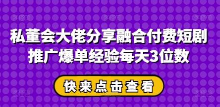 私董会大佬分享融合付费短剧推广爆单经验每天3位数-哦耶社群
