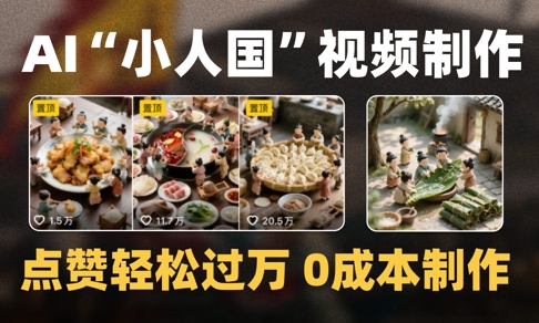 爆款1000W+播放微缩景观迷你小人国AI视频0成本制作全流程教学-哦耶社群