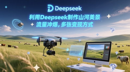 利用Deepseek制作山河美景，流量冲爆，多张变现方式-哦耶社群