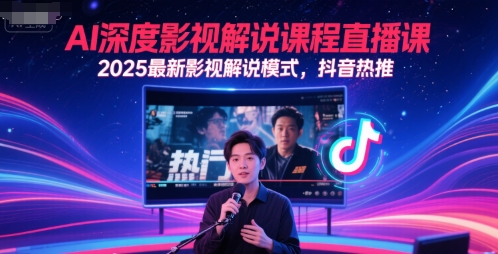 AI深度影视解说课程直播课，2025最新影视解说模式，抖音热推-哦耶社群