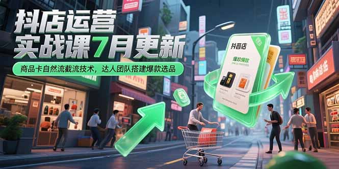 （15329期）抖店运营实战课7月更新，商品卡自然流截流技术，达人团队搭建爆款选品-哦耶社群