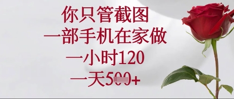 你只管截图，一部手机在家操作，一小时120.一天5张【揭秘】-哦耶社群