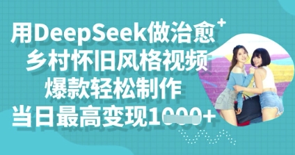 用DeepSeek做治愈乡村怀旧风格视频，爆款轻松制作，当日最高变现多张-哦耶社群