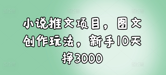 小说推文项目，图文创作玩法，新手10天挣3000-哦耶社群