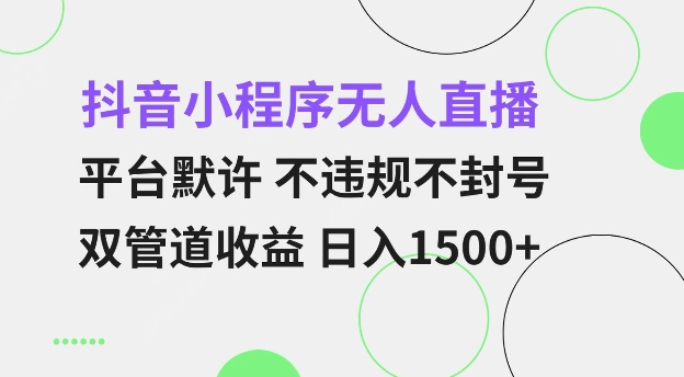 抖音小程序无人直播 平台默许 不违规不封号 双管道收益 日入多张 小白也能轻松操作【揭秘】-哦耶社群