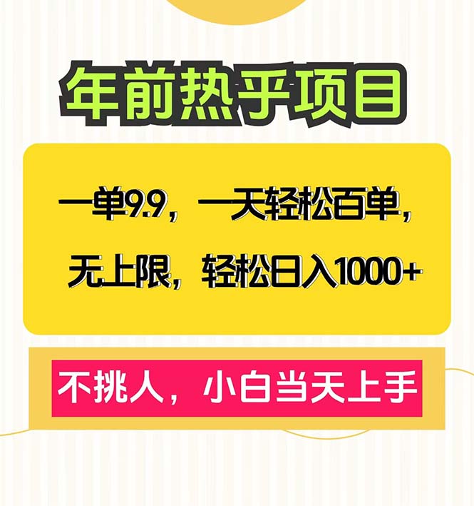 （13795期）一单9.9，一天百单无上限，不挑人，小白当天上手，轻松日入1000+-哦耶社群