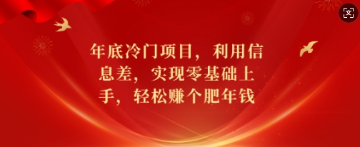 年底冷门项目，利用信息差，实现零基础上手，轻松赚个肥年钱【揭秘】-哦耶社群
